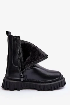 Botki Sztyblety Dziewczęce Zdobione Dżetami Czarne Adelie Dzieci Dziewczęce