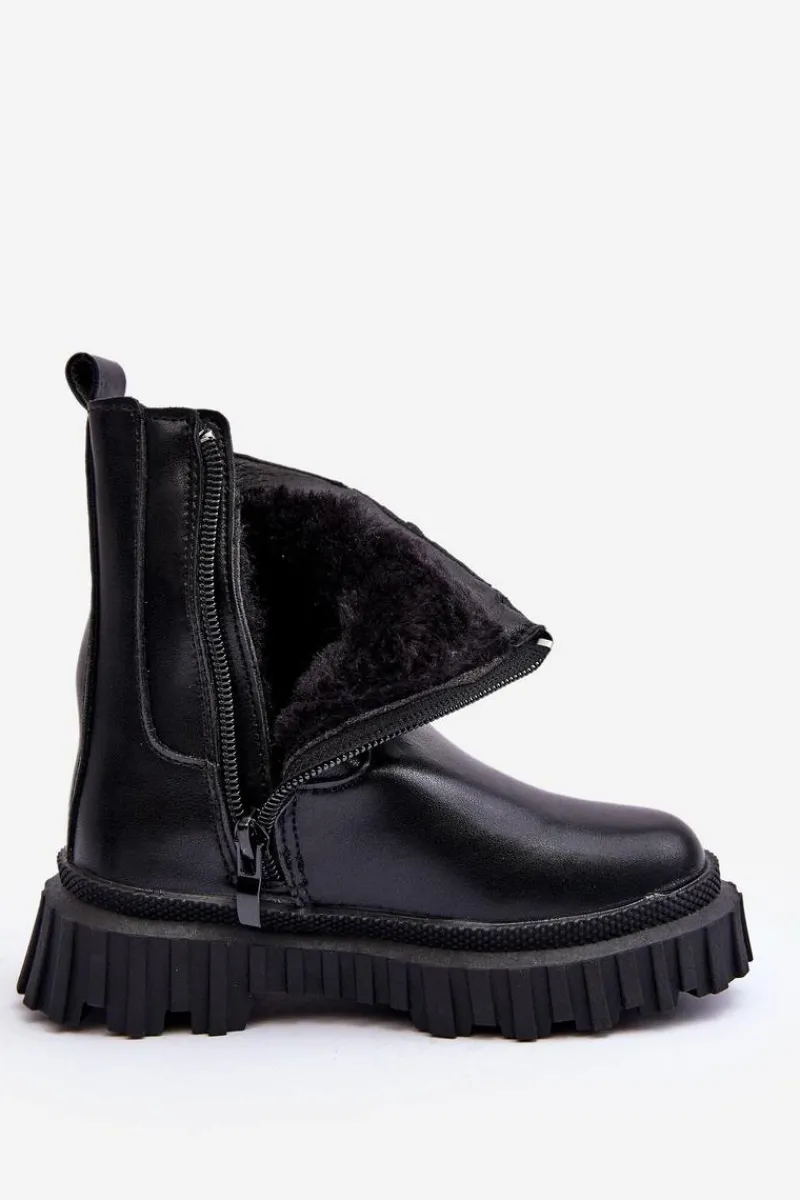 Botki Sztyblety Dziewczęce Zdobione Dżetami Czarne Adelie Dzieci Dziewczęce