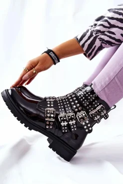 Czarne Botki|Botki Zimowe Damskie><noscript><img width=