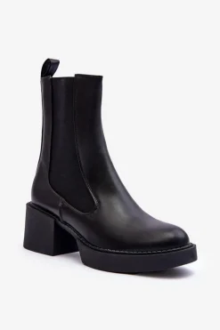 Discount Botki Sztyblety Na Masywnym Obcasie Czarne Ironna Damskie Czarne Botki|Brązowe I Beżowe Botki