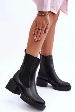 Discount Botki Sztyblety Na Masywnym Obcasie Czarne Ironna Damskie Czarne Botki|Brązowe I Beżowe Botki