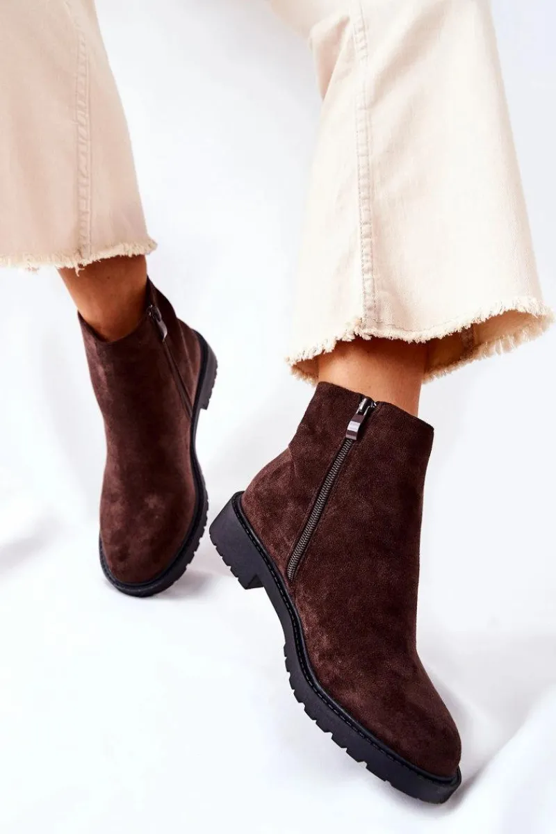 Outlet Botki Sztyblety Na Płaskim Obcasie Brązowe Laurette Damskie Czarne Botki|Botki Zimowe Damskie