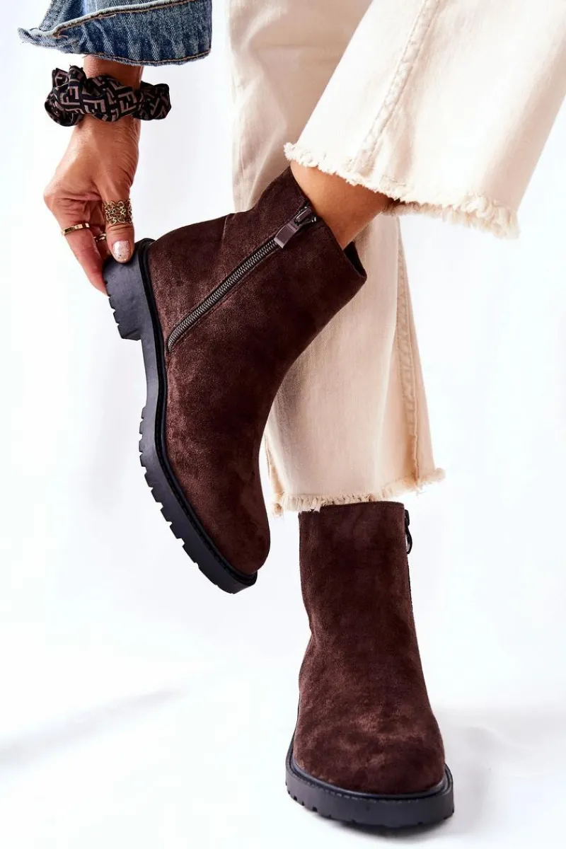 Outlet Botki Sztyblety Na Płaskim Obcasie Brązowe Laurette Damskie Czarne Botki|Botki Zimowe Damskie