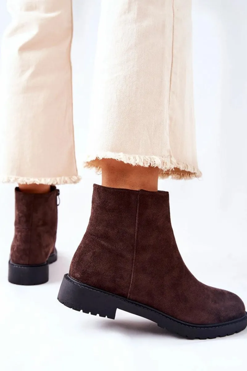 Outlet Botki Sztyblety Na Płaskim Obcasie Brązowe Laurette Damskie Czarne Botki|Botki Zimowe Damskie