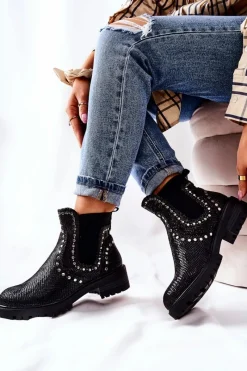 Czarne Botki|Botki Płaskie><noscript><img width=