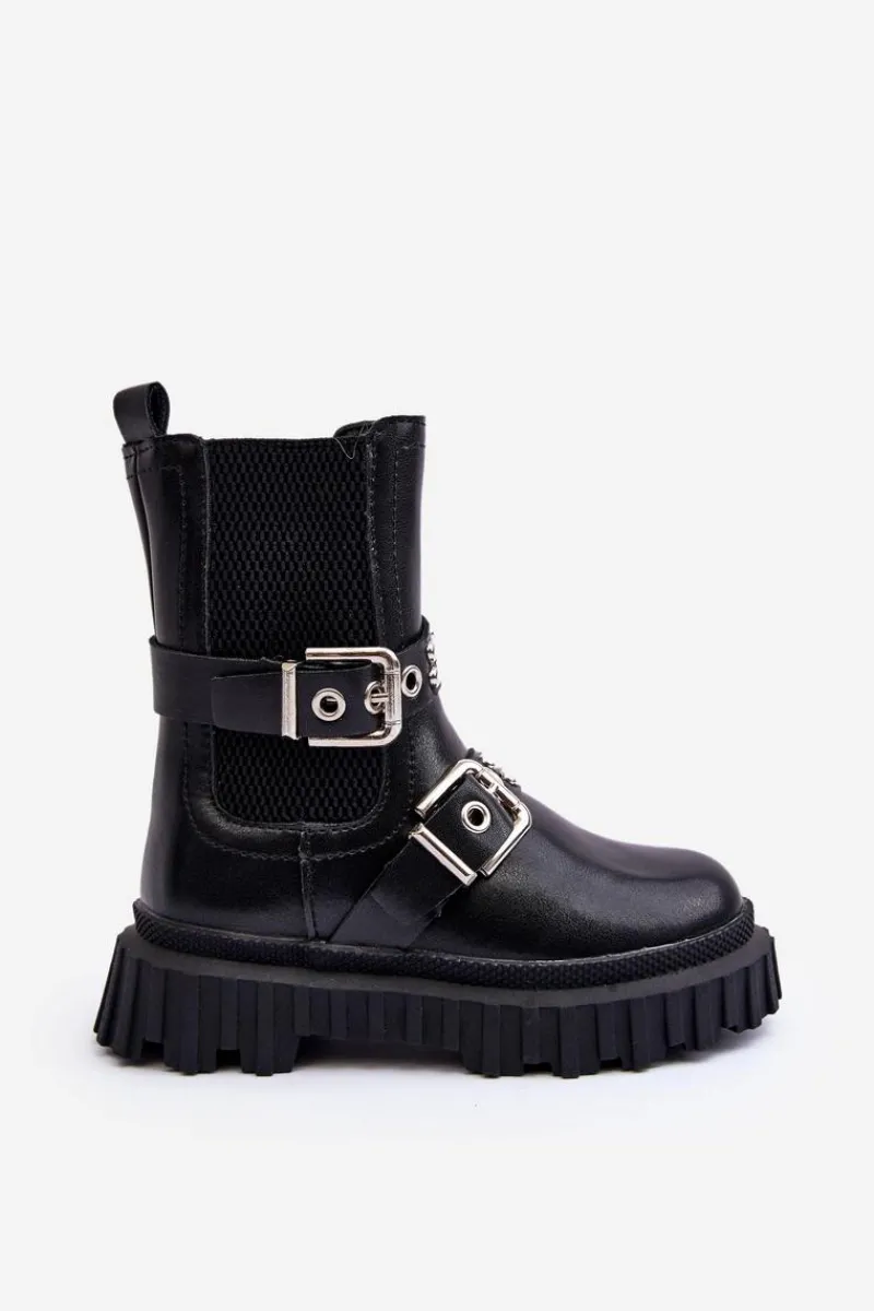 Dziewczęce>Boto Botki Sztyblety Na Suwak Dziewczęce Czarne Adeneia Czarny