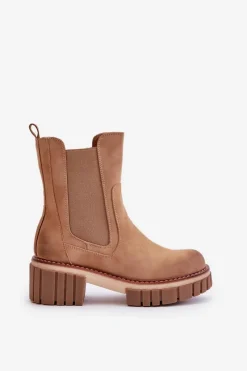 New Boto Botki Sztyblety Na Zamek Ocieplane Camel Linneviae