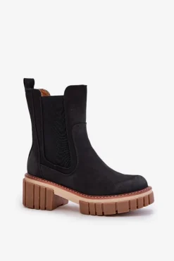 Botki Sztyblety Na Zamek Ocieplane Czarne Linneviae Damskie Czarne Botki|Botki Na Obcasie