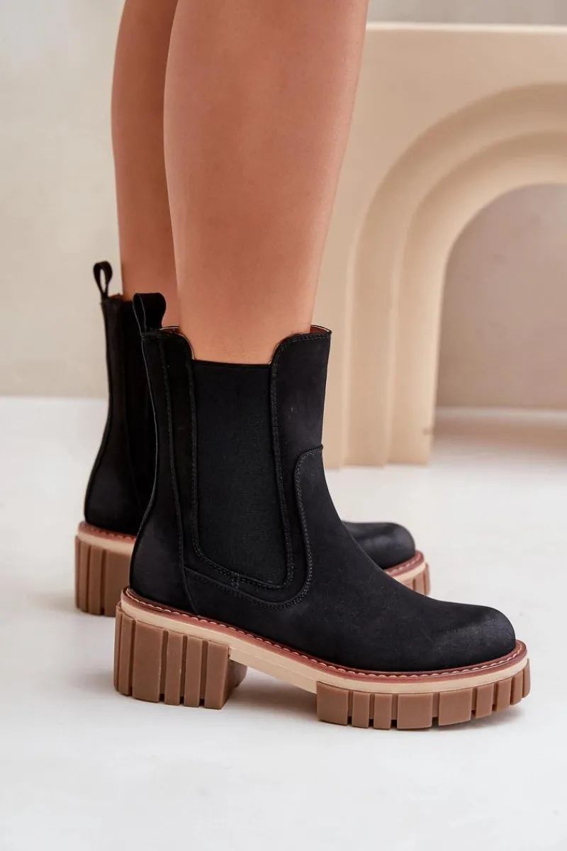 Botki Sztyblety Na Zamek Ocieplane Czarne Linneviae Damskie Czarne Botki|Botki Na Obcasie