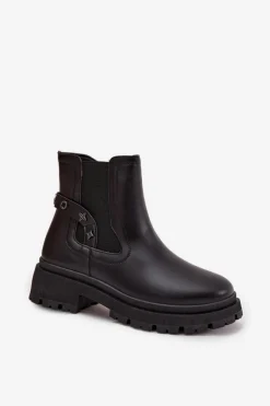 New Boto Botki Sztyblety Na Zamek Z Ozdobnymi Detalami Ocieplane Czarne Verisse