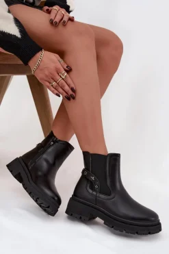 New Boto Botki Sztyblety Na Zamek Z Ozdobnymi Detalami Ocieplane Czarne Verisse