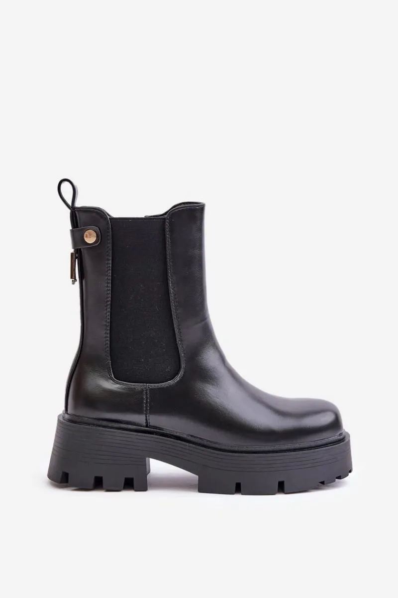 Online Botki Sztyblety Na Zamek Eko Skórzane Czarne Ninnet Damskie Czarne Botki|Botki Płaskie