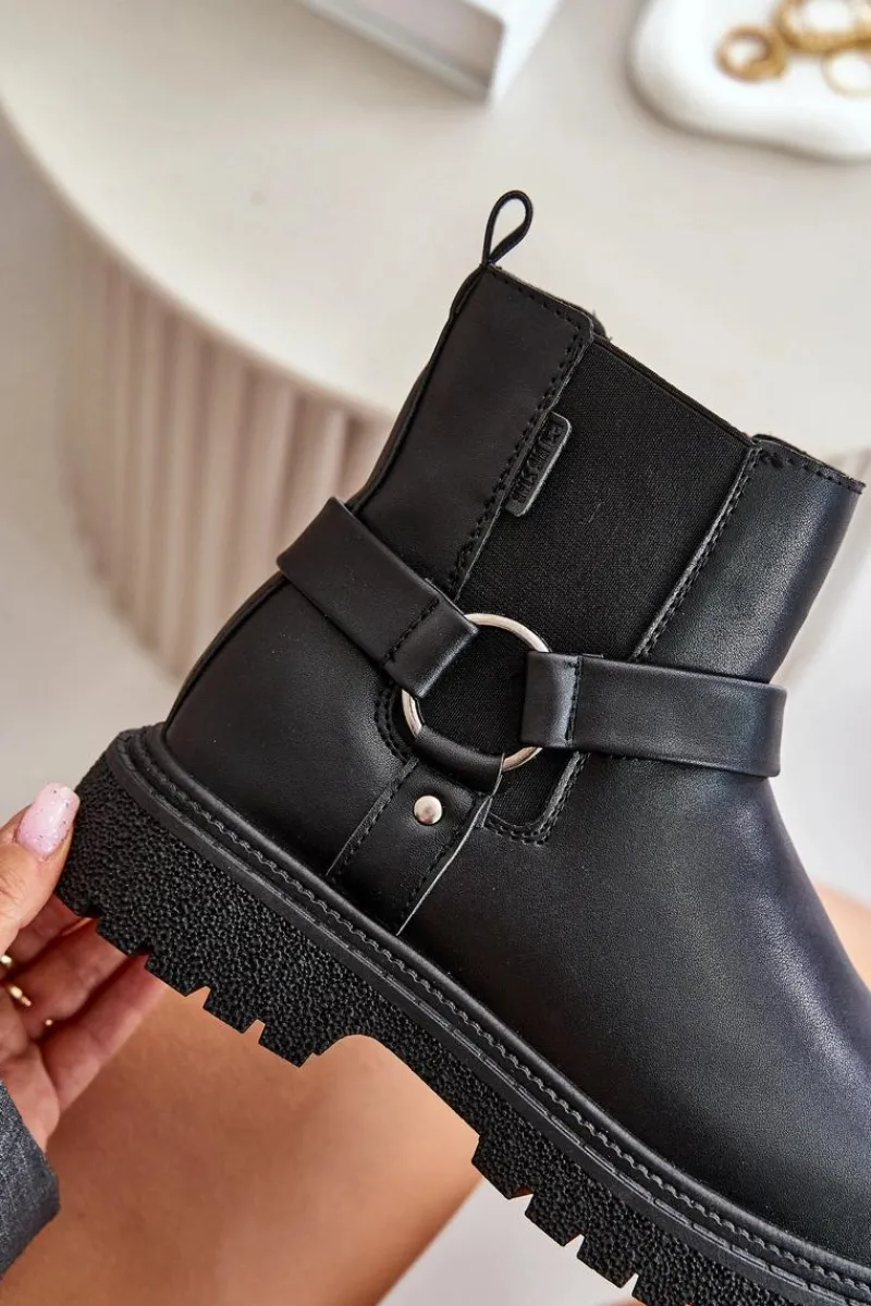 Botki Ocieplane|Czarne Botki>Big Star Shoes Botki Sztyblety Ocieplane Na Zamek Big Star OO274A128 Czarne