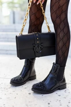 New Boto Botki Sztyblety Z Dżetami Czarne Monah