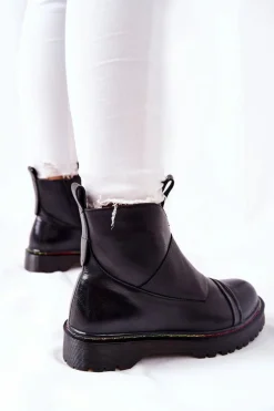 Czarne Botki|Botki Zimowe Damskie><noscript><img width=