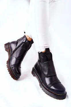 Czarne Botki|Botki Zimowe Damskie><noscript><img width=