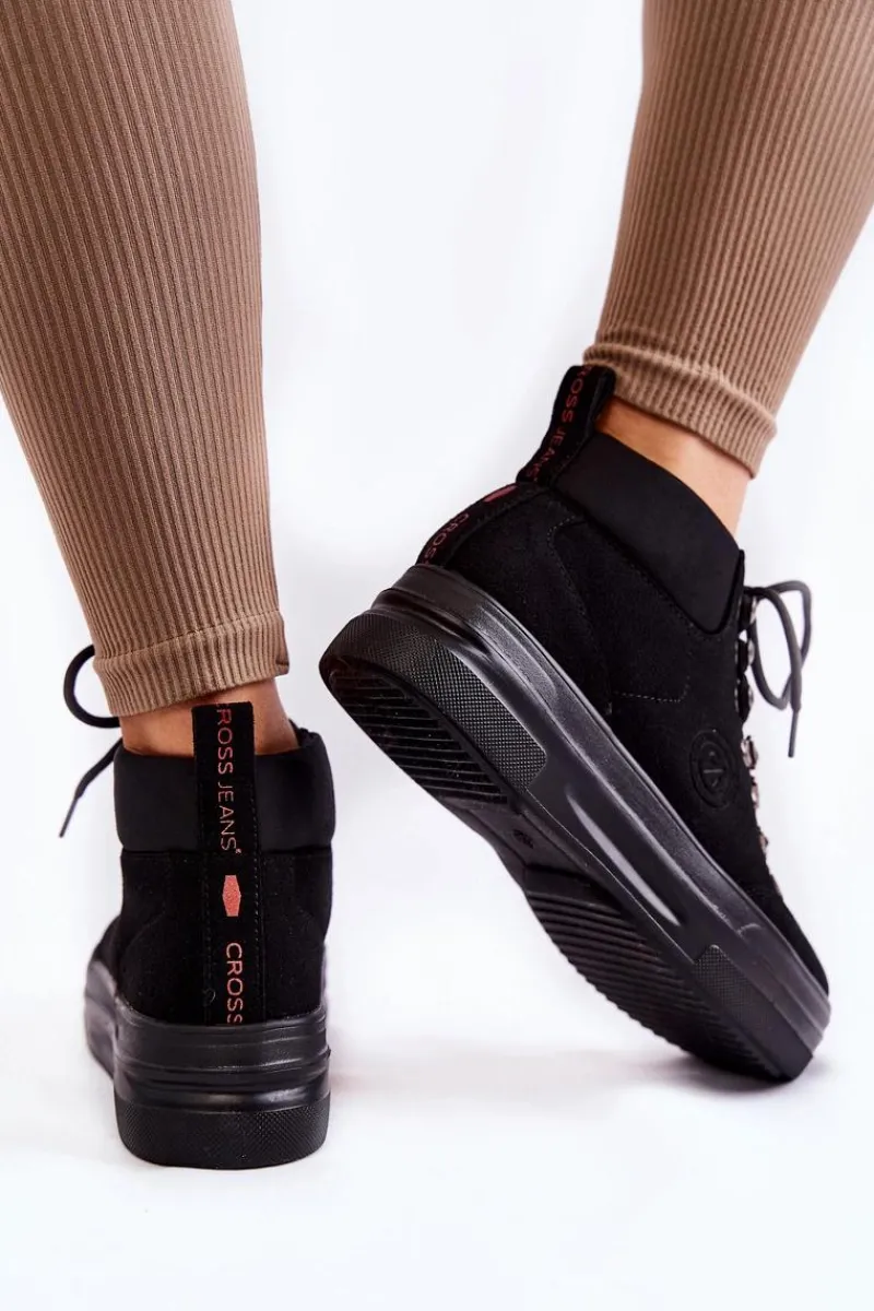 Damskie Trapery|Botki Sznurowane>Cross Jeans Botki Trapery KK2R4074C Czarne