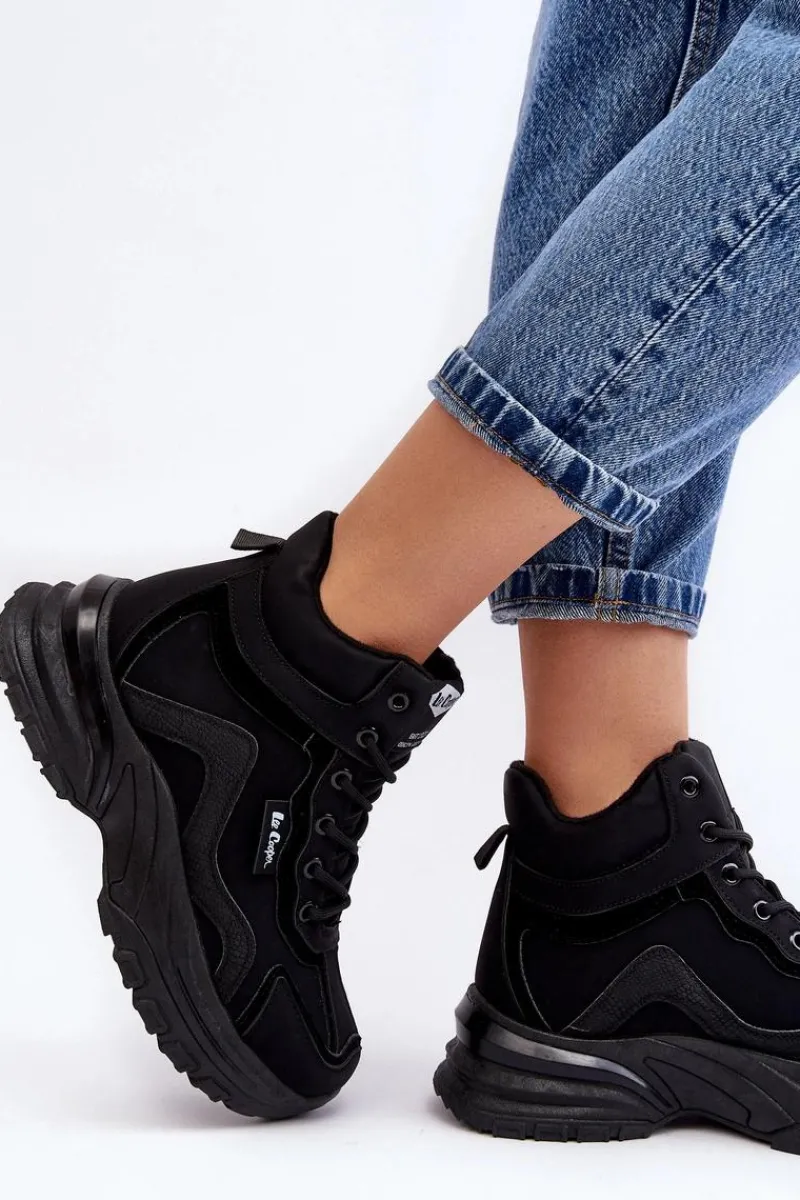 Trekkingowe Damskie|Damskie Trapery>Lee Cooper Botki Trapery Damskie Ocieplane Sznurowane LCJ-23-44-1976L Czarne