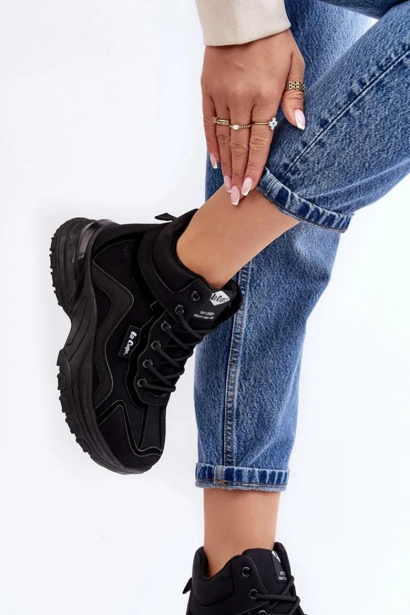 Trekkingowe Damskie|Damskie Trapery>Lee Cooper Botki Trapery Damskie Ocieplane Sznurowane LCJ-23-44-1976L Czarne