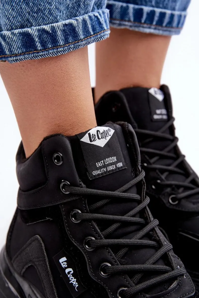 Trekkingowe Damskie|Damskie Trapery>Lee Cooper Botki Trapery Damskie Ocieplane Sznurowane LCJ-23-44-1976L Czarne