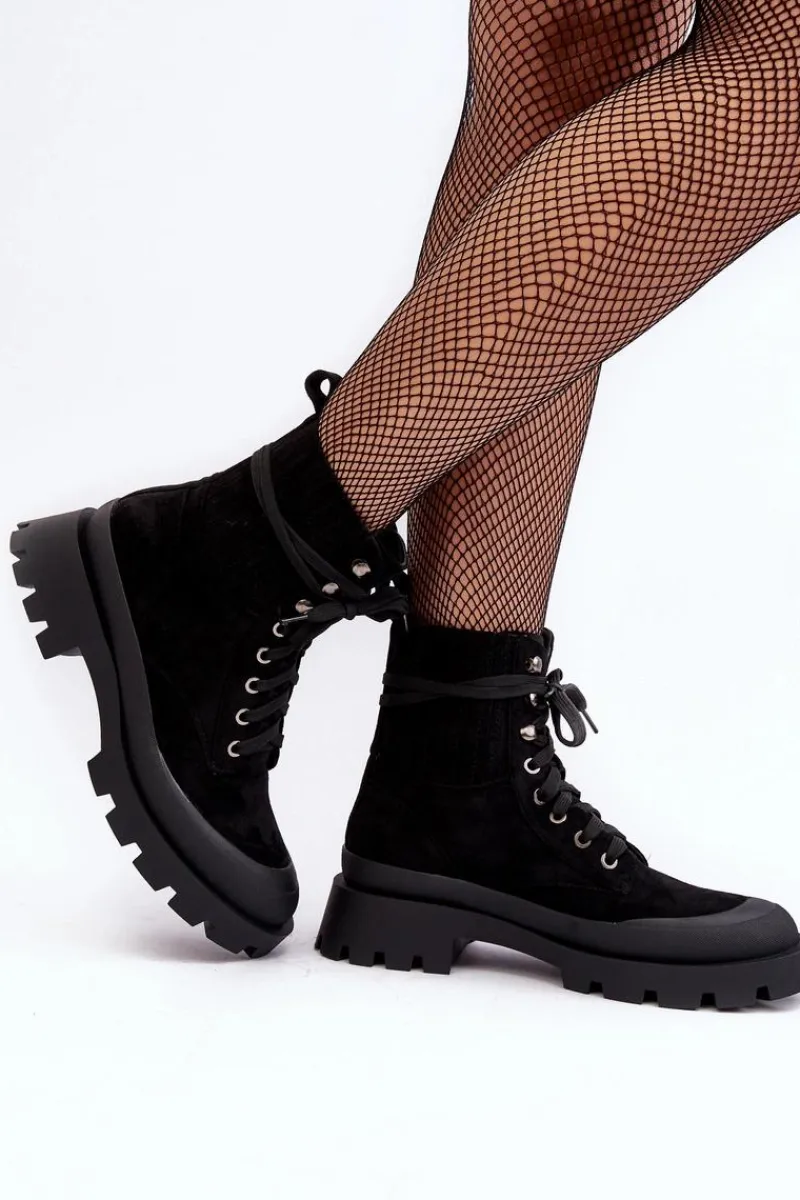 Online Botki Trapery Damskie Sznurowane Czarne Gordts Damskie Botki Ocieplane|Damskie Trapery