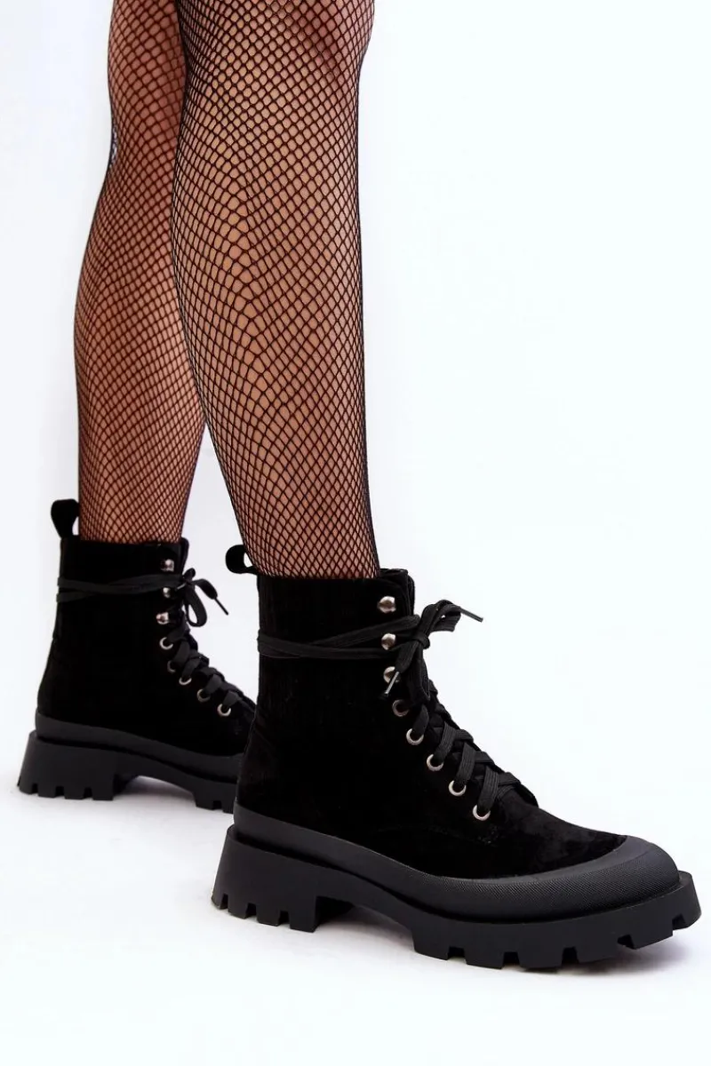 Online Botki Trapery Damskie Sznurowane Czarne Gordts Damskie Botki Ocieplane|Damskie Trapery