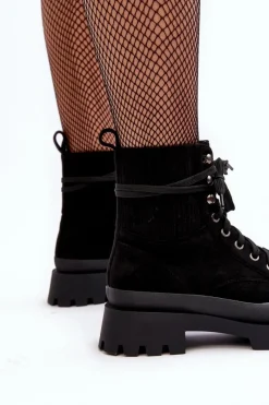 Online Botki Trapery Damskie Sznurowane Czarne Gordts Damskie Botki Ocieplane|Damskie Trapery
