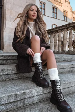 Clearance Botki Trapery Damskie Z Eko Skóry Czekoladowe Bellora Damskie Botki Ocieplane|Damskie Trapery