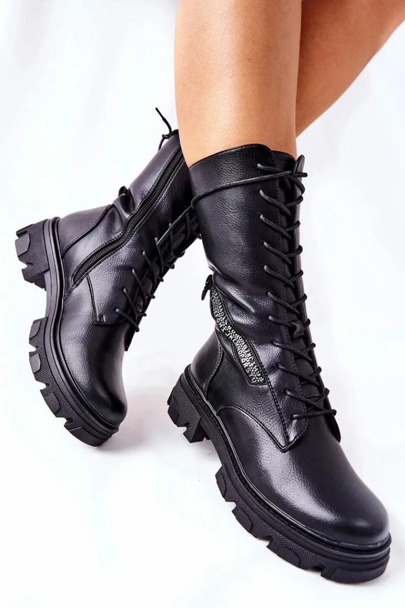 Discount Buty Sergio Leone Botki Trapery Glany Sergio Leone TR747 Czarne