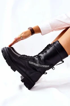 Discount Buty Sergio Leone Botki Trapery Glany Sergio Leone TR747 Czarne