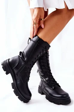 Discount Buty Sergio Leone Botki Trapery Glany Sergio Leone TR747 Czarne