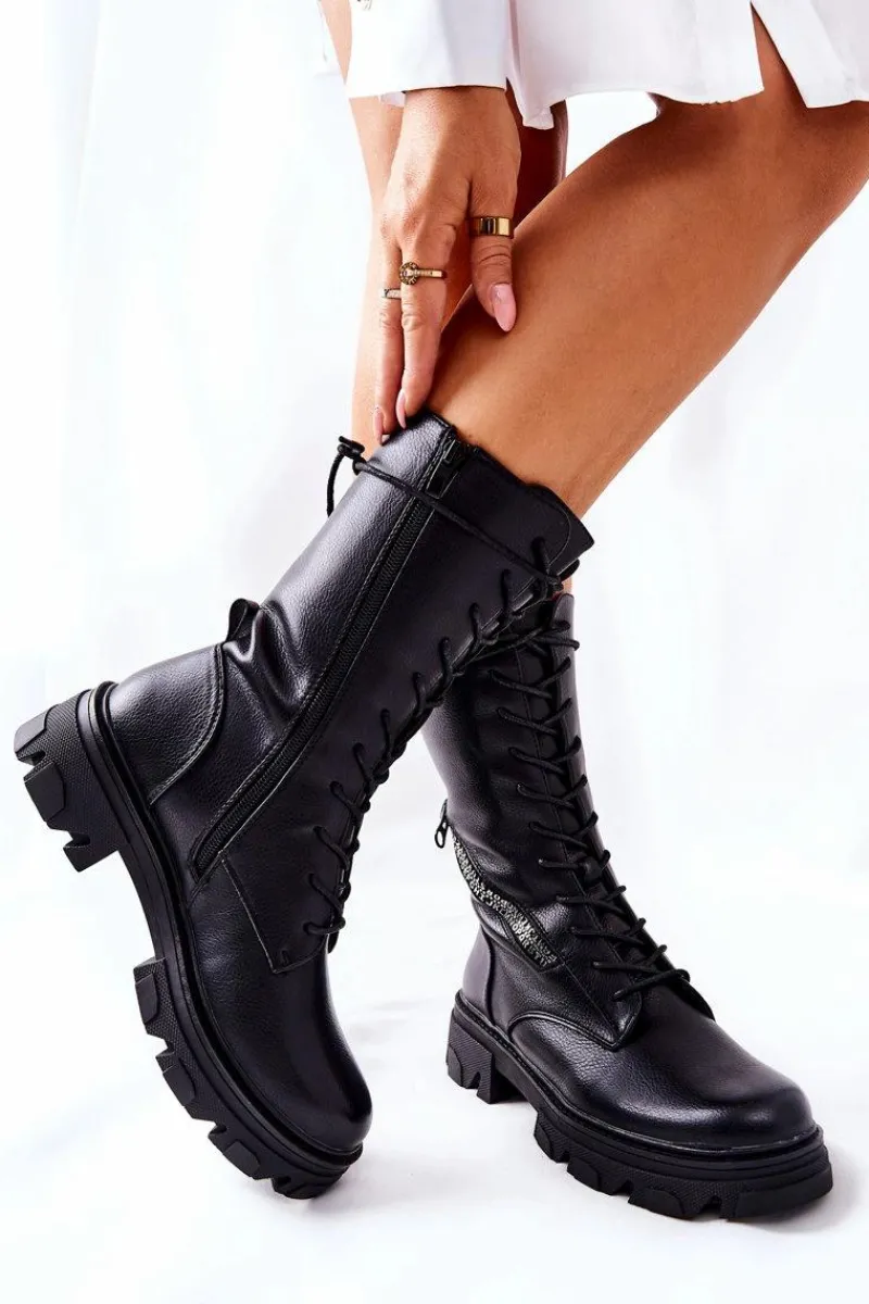 Discount Buty Sergio Leone Botki Trapery Glany Sergio Leone TR747 Czarne