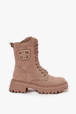 Botki Sznurowane|Brązowe I Beżowe Botki><noscript><img width=