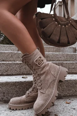 Botki Sznurowane|Brązowe I Beżowe Botki><noscript><img width=