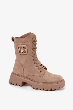 Botki Sznurowane|Brązowe I Beżowe Botki><noscript><img width=