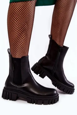 Czarne Botki|Botki Zimowe Damskie>Cross Jeans Botki Workery KK2R4069C Czarne