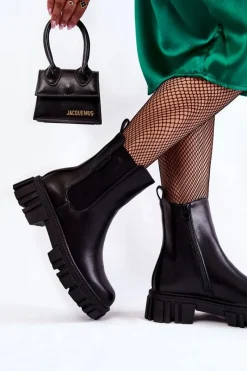 Czarne Botki|Botki Zimowe Damskie></noscript>Cross Jeans Botki Workery KK2R4069C Czarne