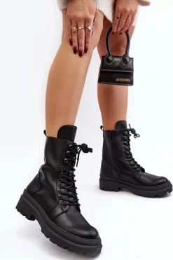 Botki Sznurowane|Czarne Botki><noscript><img width=