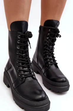 Botki Sznurowane|Czarne Botki><noscript><img width=