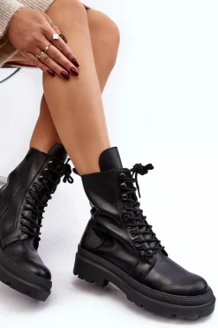 Botki Sznurowane|Czarne Botki><noscript><img width=