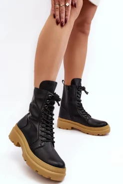 Botki Sznurowane|Czarne Botki><noscript><img width=