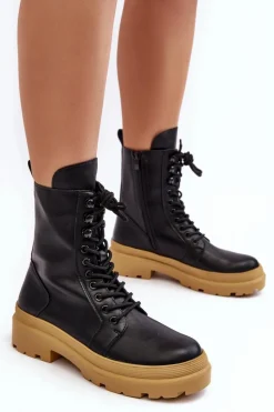 Botki Sznurowane|Czarne Botki><noscript><img width=