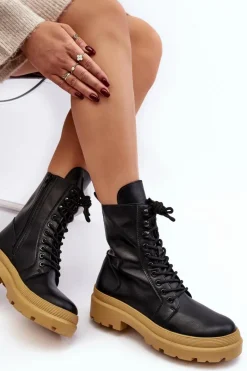 Botki Sznurowane|Czarne Botki><noscript><img width=