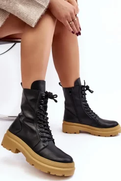 Botki Sznurowane|Czarne Botki><noscript><img width=