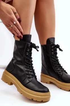 Botki Sznurowane|Czarne Botki><noscript><img width=