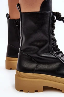 Botki Sznurowane|Czarne Botki><noscript><img width=