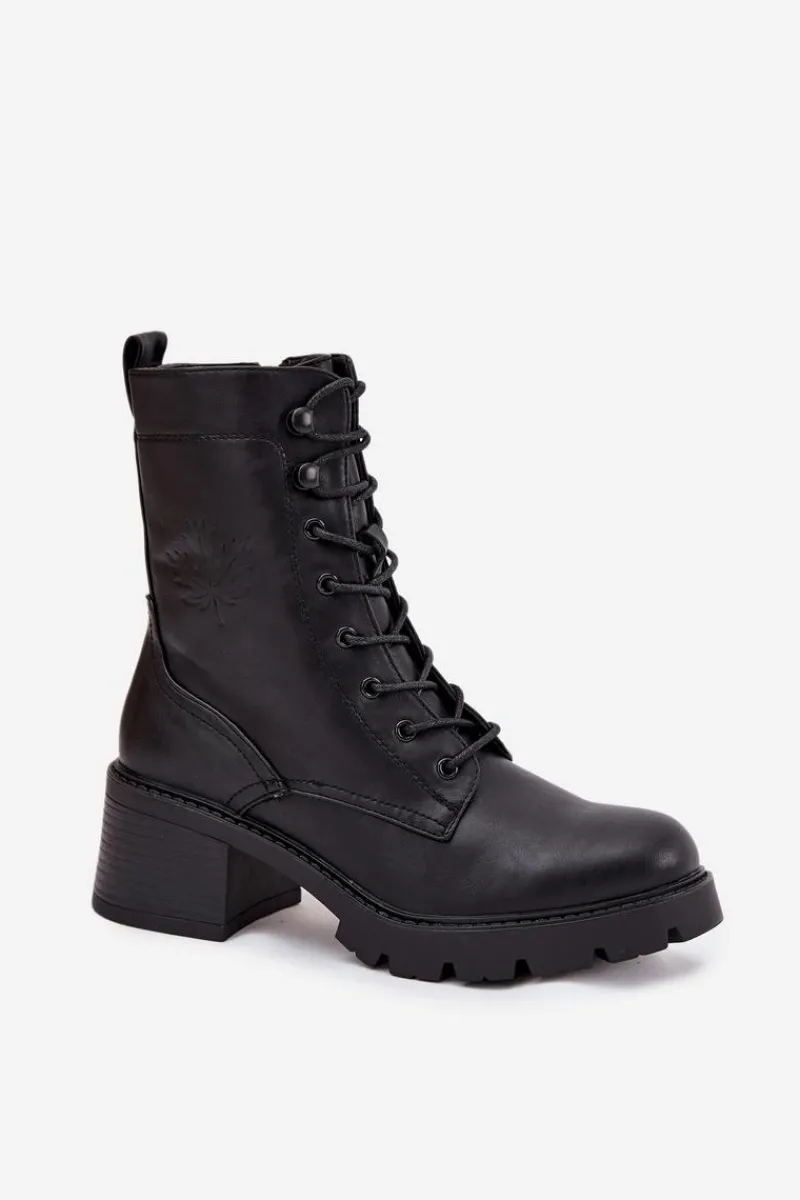 Sale Buty damskie Vinceza Botki Workery Damskie Na Klocku Ocieplane Vinceza 89136 Czarne Czarny