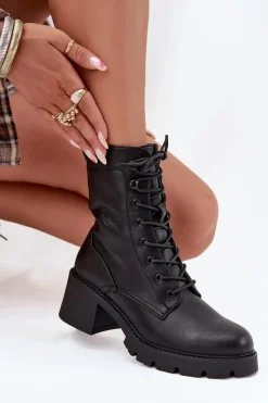 Sale Buty damskie Vinceza Botki Workery Damskie Na Klocku Ocieplane Vinceza 89136 Czarne Czarny