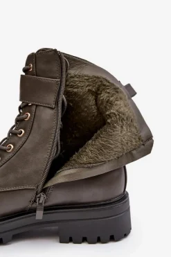 Botki Ocieplane|Botki Sznurowane></noscript>Boto Botki Workery Damskie Na Suwak Z Ozdobą Ciemnozielone Ciossava