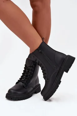 Online Evento Botki Workery Damskie Ocieplane Na Zamek Czarne Tavera